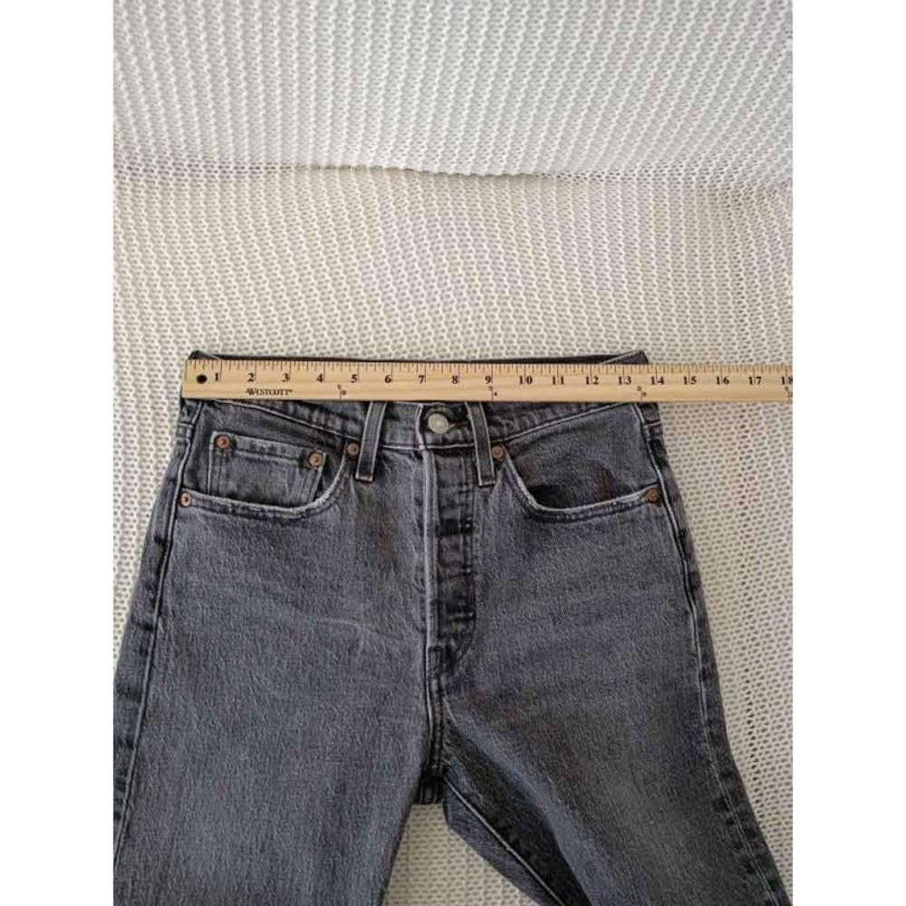 Levi's 501 Skinny Jeans Gray Black High Rise Raw Hem 26x29 - Picture 10 of 13